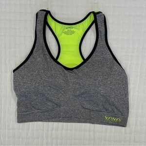 XOXO Sport Gray & Electric Yellow Sports Bra
